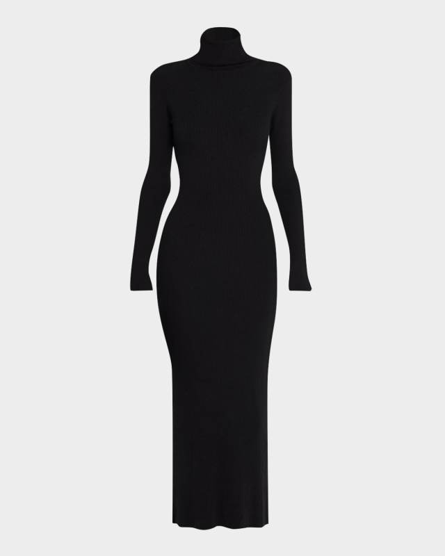 Rib-Knit Turtleneck Sweater Dress